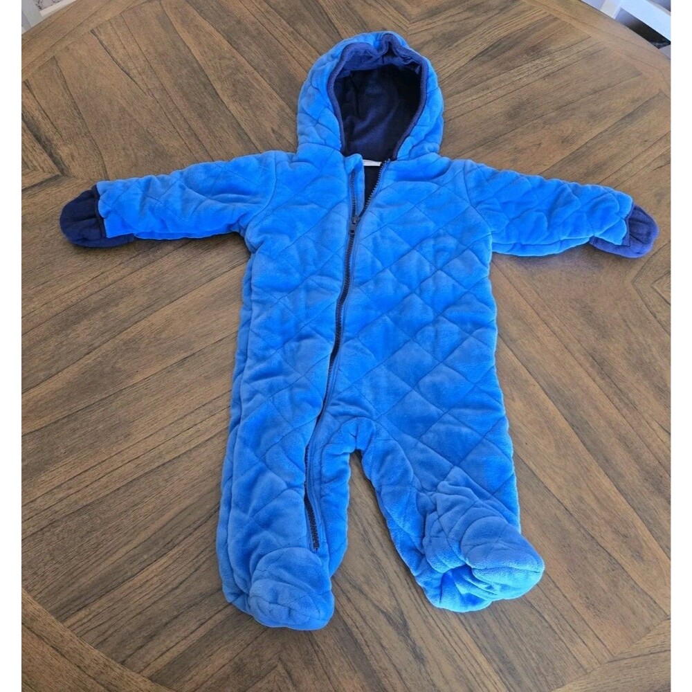 Koala Baby Blue Quilted Hooded Bunting Snowsuit Infant 6-9M 6M 9M Winter Coat